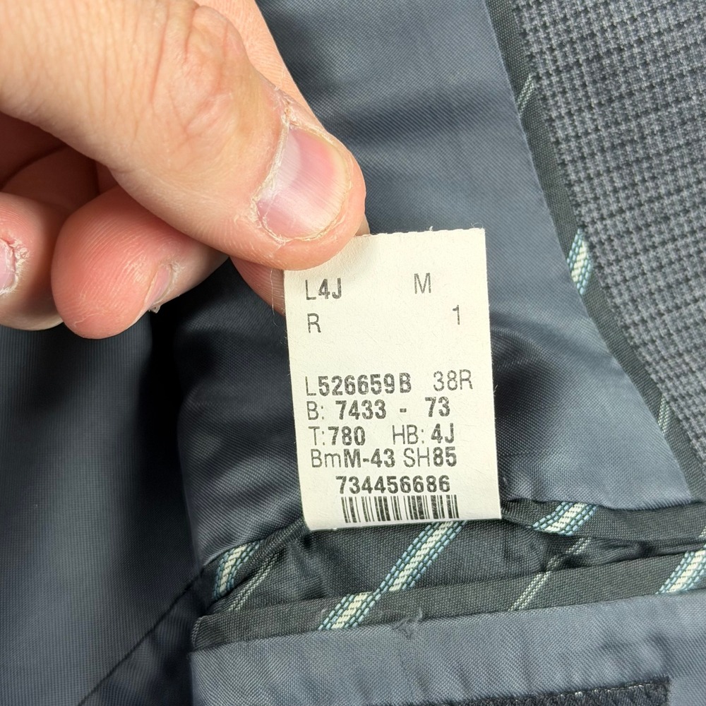 John Varvatos Blazer Mens 38R Grey Wool Micro Check Sport Coat L526659B Canada - Picture 8 of 12